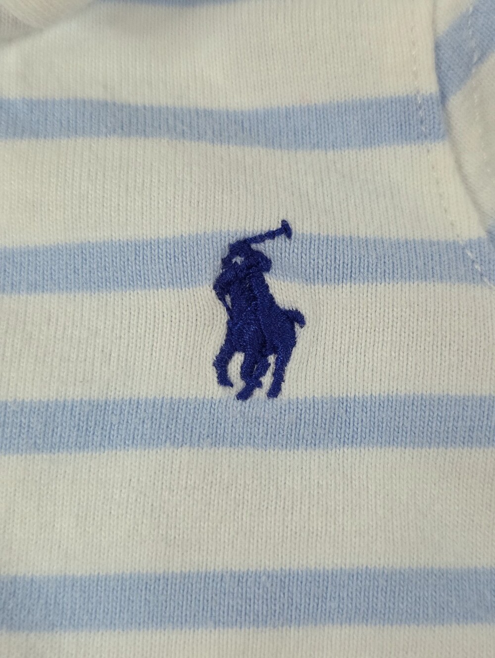Ralph Lauren Baby Boy Striped Polo Romper Jumpsuit Blue White 3M Cotton Preppy - Picture 3 of 8